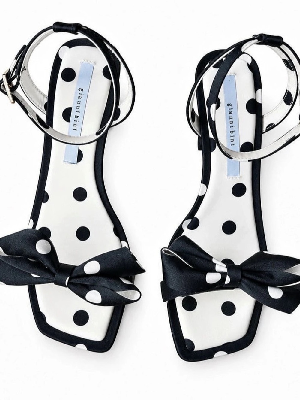 Gianni Bini Polka Dot Bow Ankle-Strap Heels Black & White US